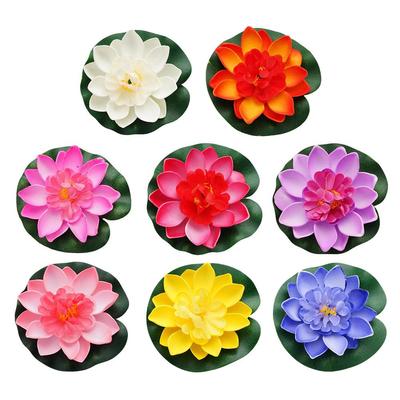 Lotus Artificial Flower Floating Fake Lotus Plant Lifelike Water Lily Micro Landscape Pond Garden Decor Fish Tank Fake Flower