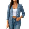 Cardigan da Donna a Manica 3/4 in Pizzo Floreale, Aperto Davanti, Leggero e Trasparente, Giacca Kimono per Uso Casual o da Festa