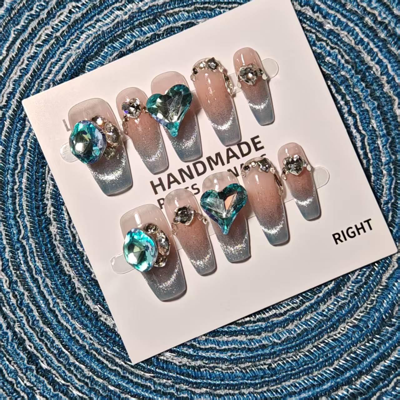 

Handmade Reusable Cat Eye Gel Nail Art Patches – Removable Whitening Design Extra Small XS