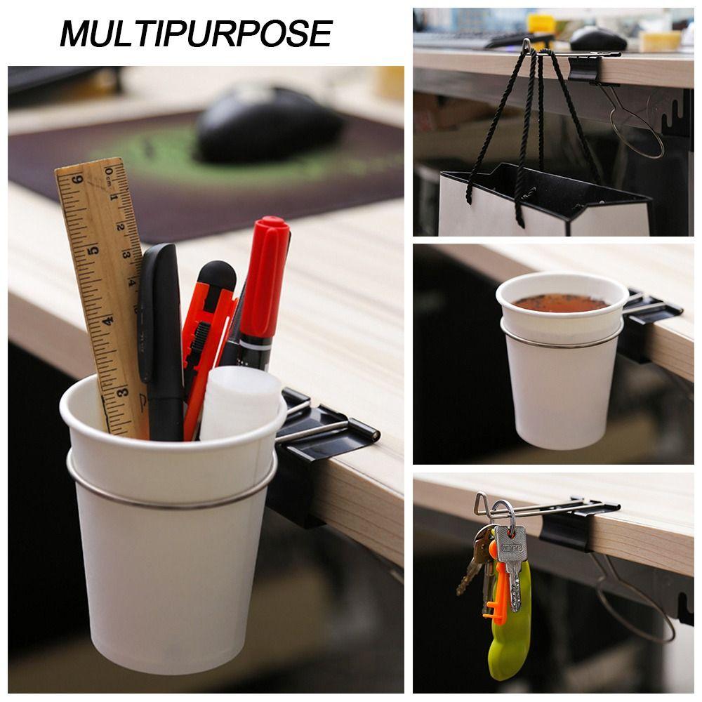 Metal Desktop Side Water Cup Shelf Tableside Storage Rack Coffee Drink Cup Holder