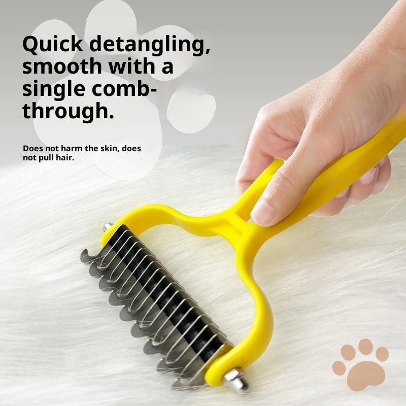 Pet Hair Remover Double Sided Stainless Steel Comb Dog Cat Grooming Brush Knot Remover Cleaning Tool