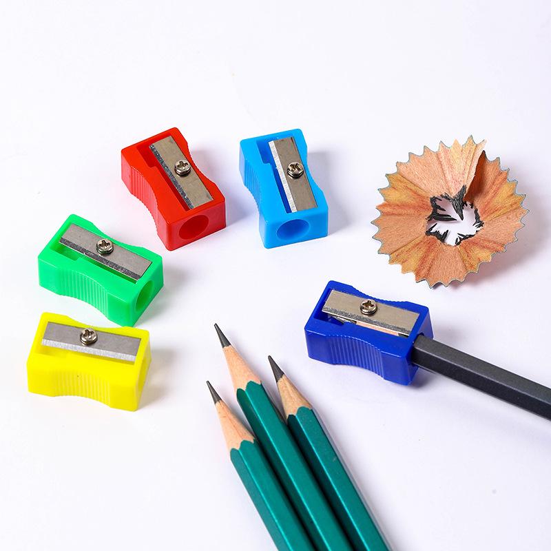 10pcs Set Random Color Single-Hole Pencil Sharpener, Rectangular Pencil Sharpener Stationery, Colored Pencil Sharpeners