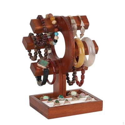 Wood Bangle Bracelet Holder Watch Display Gift Rings Elegant Stable Jewelry Organizer