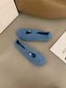 Fashion IPPEUM Ballerina Shoes For Women 2025 New Fashion Round Toe Blue Velvet Ballet Flat Shoes