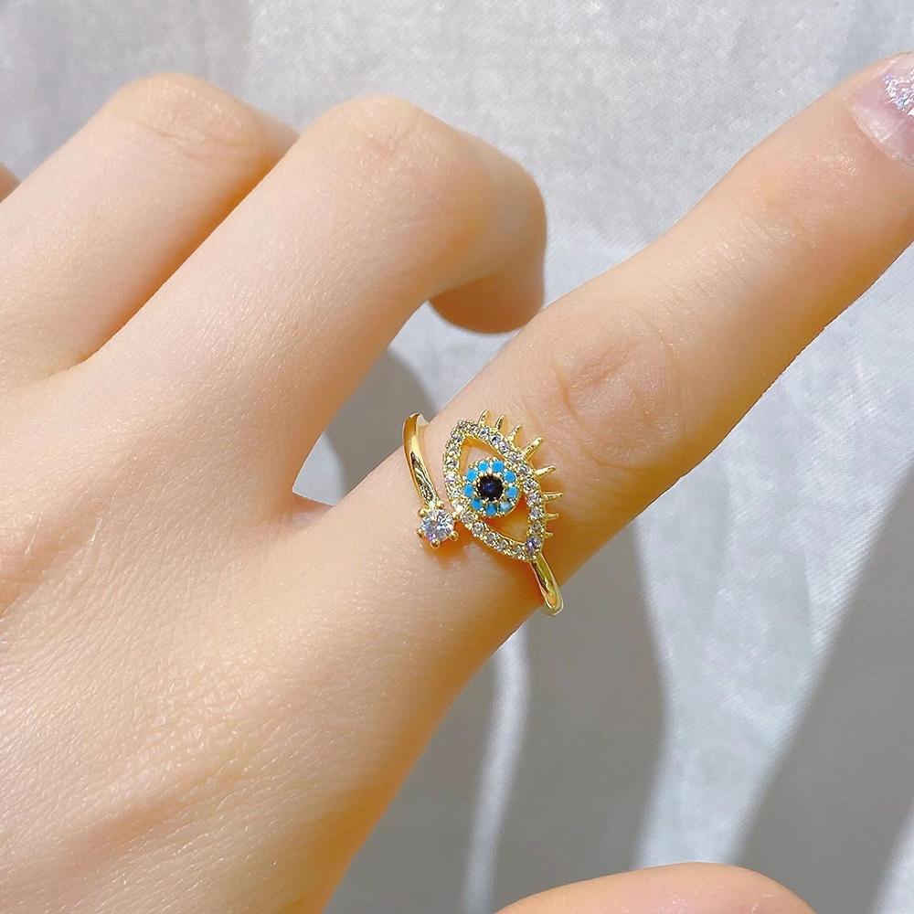 Light Luxury, Minimalist, Niche, Devil'S Eye, Non Fading Glasses, Ring For Women, Adjustable Ring, Fashionable Party Jewelry Accessories