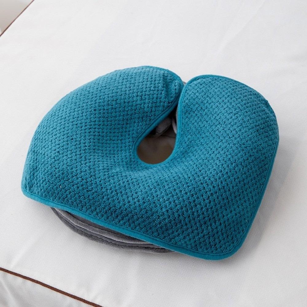 U-Shaped Head Pad Towels Thickened Headrest Cushion Facial Pillow Covers  for Beauty SPA синий