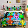 Music Games S-Sprunki Print Bedding Set 1 Duvet Cover+2 Pillowcase Multi Size Bedroom Bedding Decoration Machine Washable