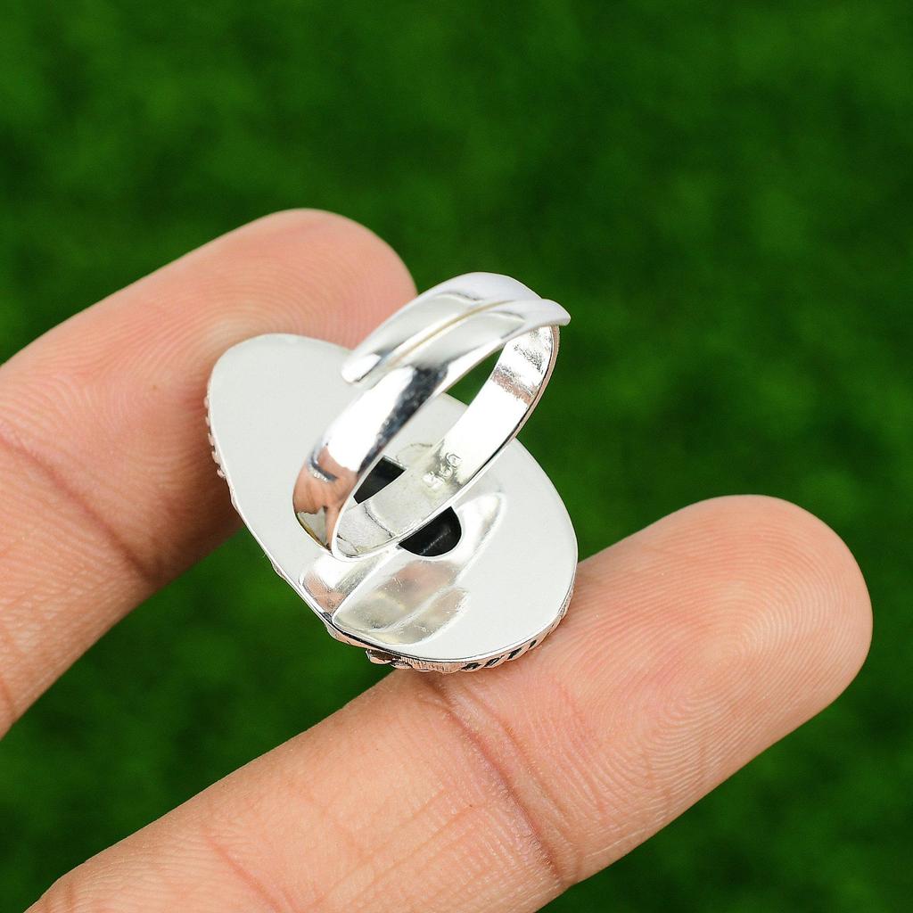 Pietersite Stone 925 Silver Art Deco Birthday Statement Bezel Boho Ring Jewelry