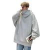 Herren Damen Übergroßes Kapuzen-Sweatshirt mit hohem Kragen Herbst Lässig Streetwear Baumwollmischung Pullover