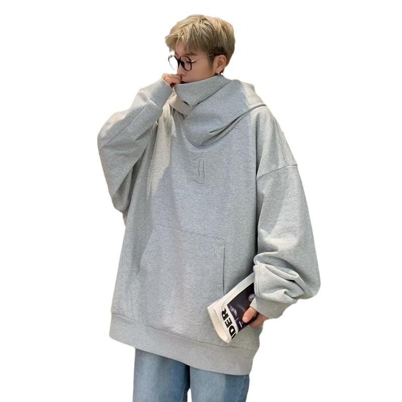 Herren Damen Übergroßes Kapuzen-Sweatshirt mit hohem Kragen Herbst Lässig Streetwear Baumwollmischung Pullover
