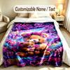 Teddy Bear Theme Custom Blanket Personalized Name & Text Customized Soft Warm Throw Blanket Home Decor