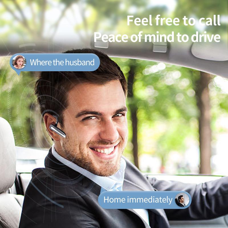 Bluetooth Single Ear Wireless Headset with Noise Cancelling Mic,Hands-Free Earphones with LED Display 500mAh Charging Case,for Driving,Business,Office