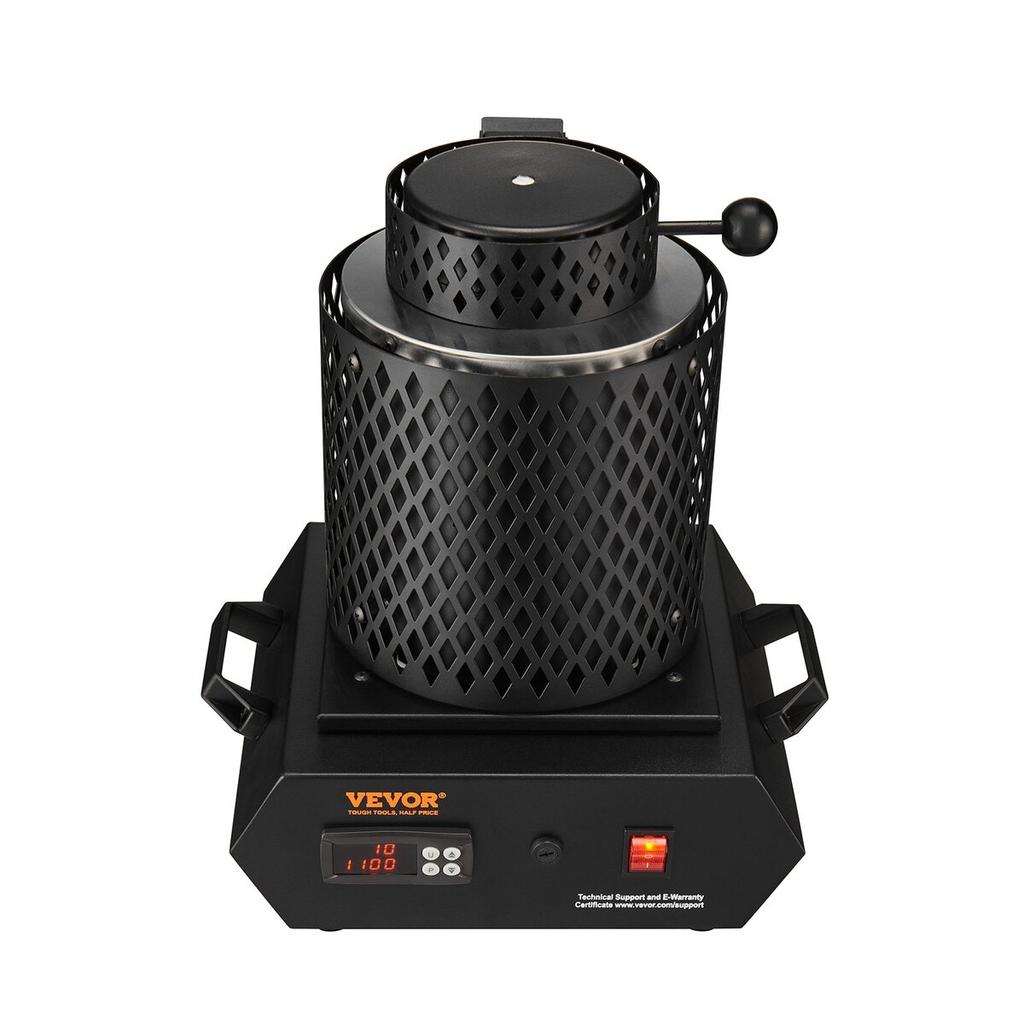 Four de fusion de l'or, 1350 W, Température maximale de 1150 °C, Four de fusion électrique numérique avec creusets en céramique de 1 kg et 3 kg, Pinces à creuset, et