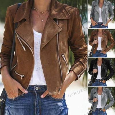 2023 Women's Autumn/Winter Lapel Jacket with Multiple Zippers