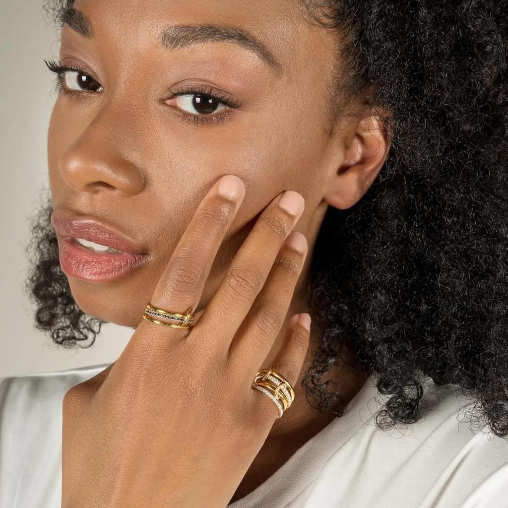 Two-Color Four-Ring Copper Jewelry Ring, Hypoallergenic, Ins Style, Stacking Artifact, Suitable For Young Women