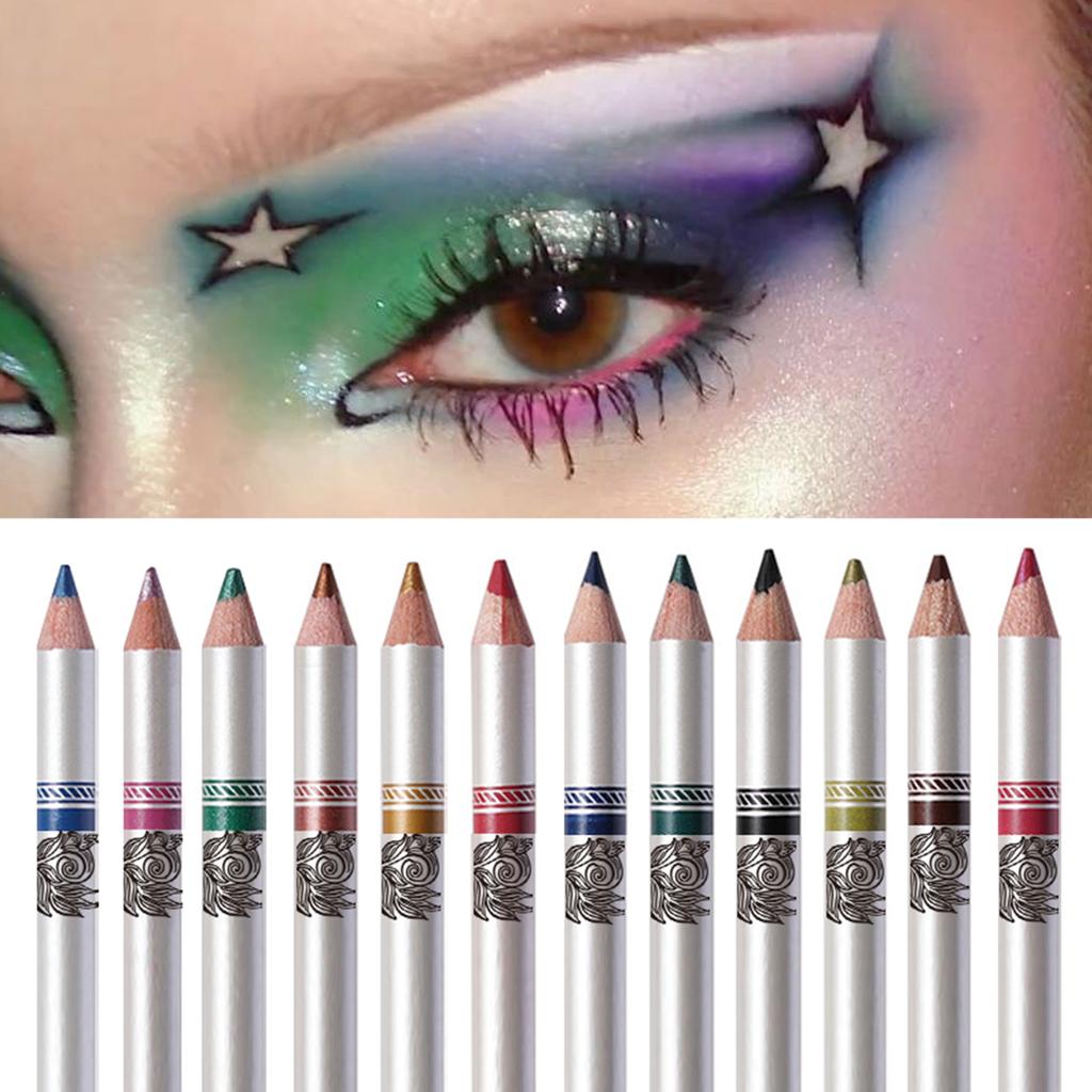 12PCS/PACK 2 in 1 Eyeliner 12 Colors Lip Pencil Long-lasting Waterproof Makeup Cosmetic Set Eye Liner