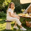 Tabouret Pliant d'Extérieur avec Poignée de Transport Hauteur Réglable Tabouret Rétractable Robuste Chaise Siège Télescopique Pliante pour Camping Pique-nique Pêche