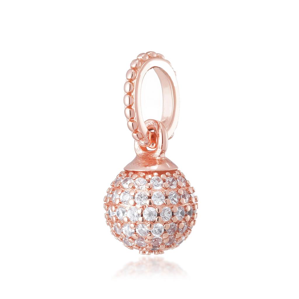 New Rose Gold Color Charm For Women Shiny Cubic Zirconia Beads Heart Star Sun Diy Fit Original Silver 925 Bracelets Jewelry Gift