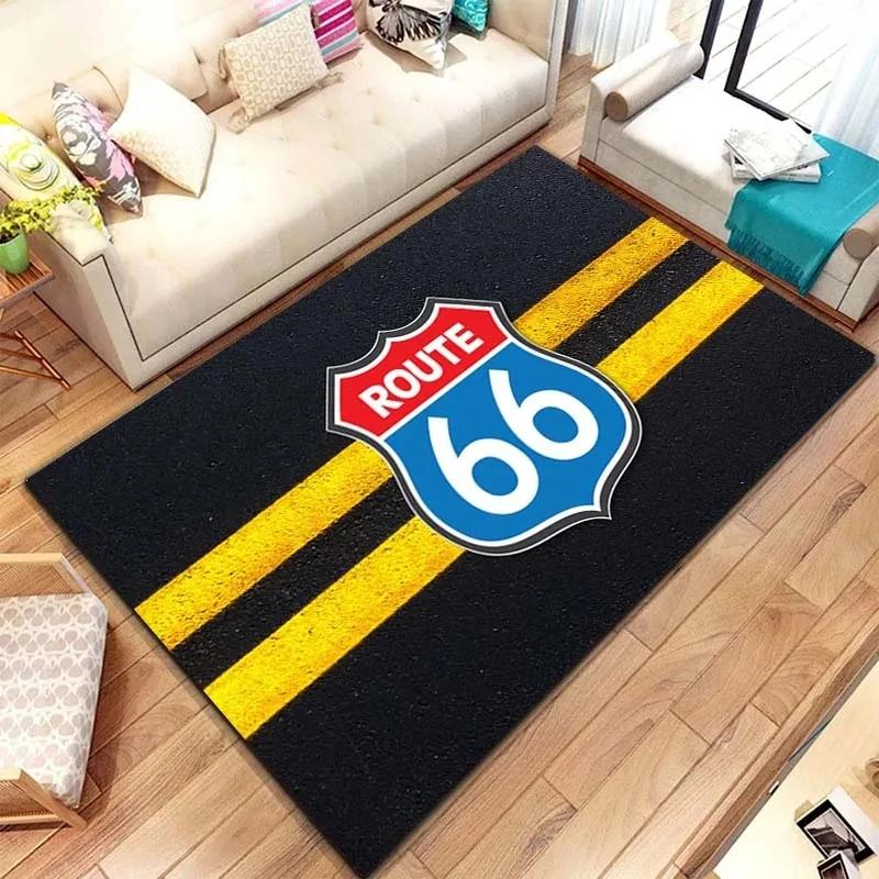 Historic Route 66 Carpet Mother Road Area Rug for Home Bathroom Living Room Table Bedroom Sofa Doormat Decor, Non-slip Floor Mat