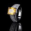 Yellow Zircon Ice Flower Cut High Carbon Diamond Square Ring Light Luxury High-End Design Temperament Ring