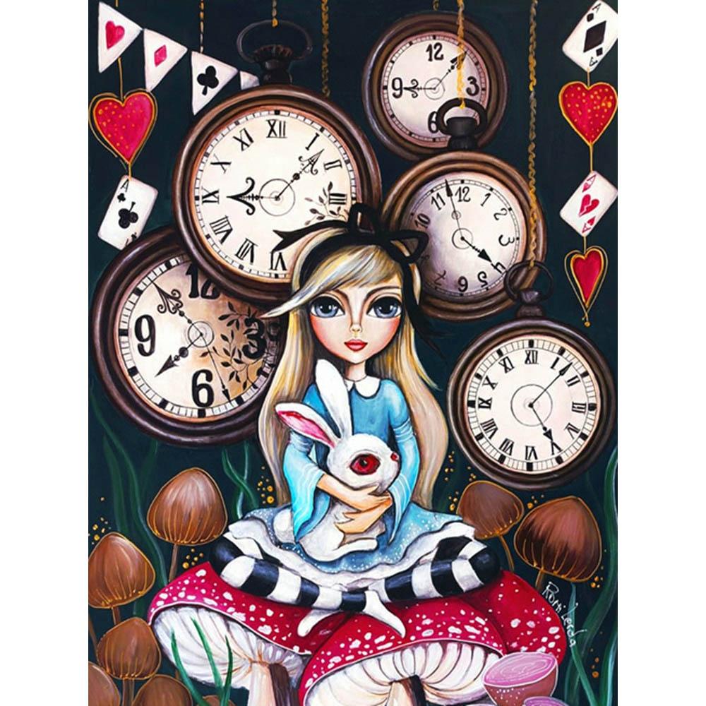Alice In Wonderland 5D DIY Diamond Painting Mosaic Disney Cartoon Art Cross Stitch Embroidery Rhinestones Home Decor Kids Gift