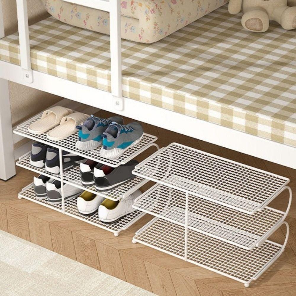 Bookshelf Large Capacity Metal Shoe Rack Space Saving Simple Shoe Stand Iron Storage Rack Bedroom