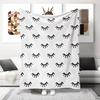 1pc Black Eyelash Print Flannel Blanket, Office Nap Throw Blanket, Soft and Skin-friendly Home Sofa Warm Blanket