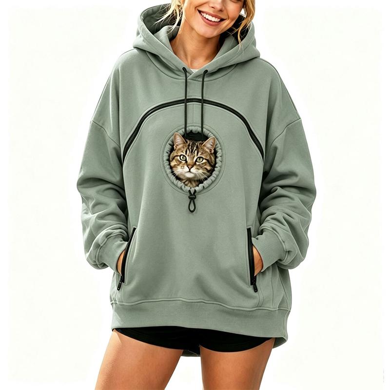 Pet Pouch Hoodie Cat Hoodie Big Size With Pouch Pull Pocket For Dogs Hoodies Front Cats Dogs Carrier Sweatshirts Side Zip Pocket