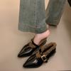 Fashion Autumn Fashion Furry Women Mary Jane Shoes Elegant Pointed Toe Low Heel Shoes Ladies Outdoor Comfort Warm Leather Footwear