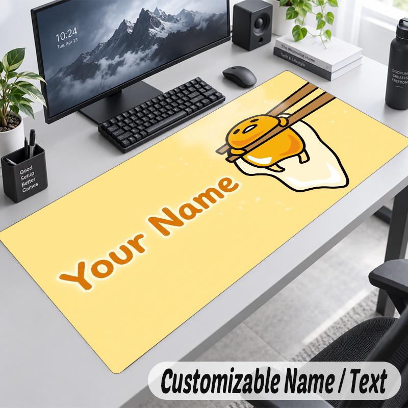 Gudetama Personalized Large Mouse Pad Custom Name Text Extended Desk Mat Gaming Mousepad