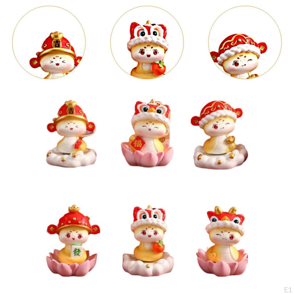 6 Pieces Chinese Year Snake Figurines Cute Craft for Home Cabinet Shelf