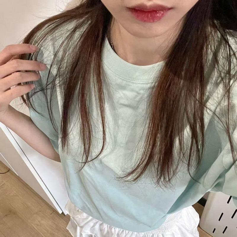 Women s Minimalist Aesthetic Heavy Cotton Everyday Basic T Shirt M зелёный