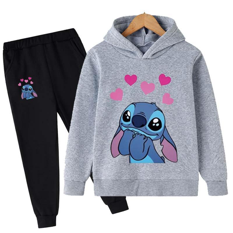 2025 MINISO Stitch Hoodies+Pants Sets Children 1-16 Years Suit Boys Tracksuits Kids Brand Sport Suits Little Monster Hoodies Tops +Pants 2pcs Set