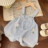 Girls Denim Overall Dress Set With Doll Collar Shirt Two Piece Outfit Stylish Kids Clothing Fashionable Toddler Girl Clothes