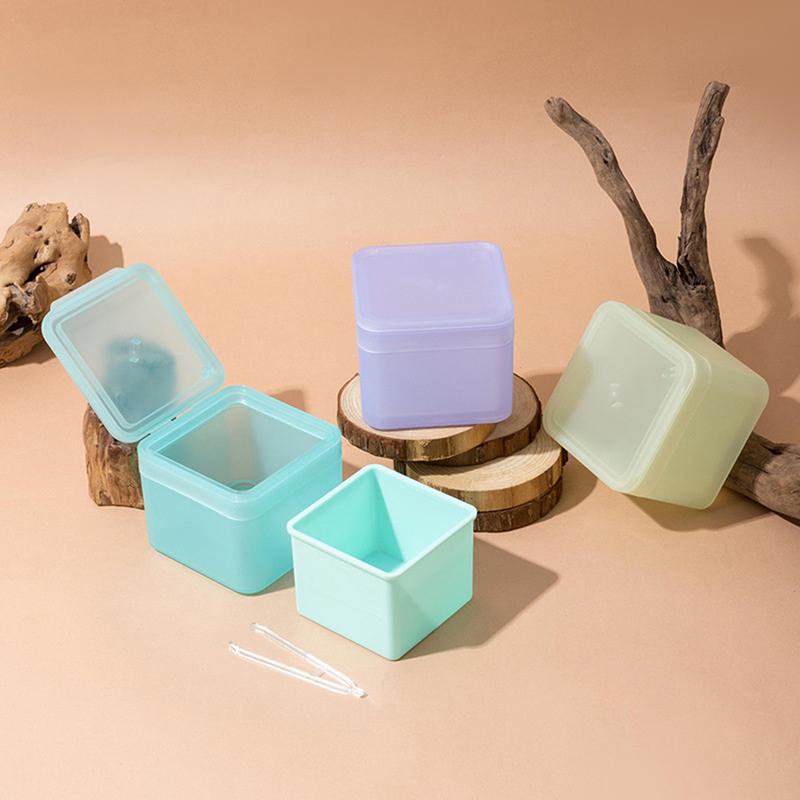 Double Layer Makeup Remover Cotton Box With Tweezers Wide-Mouth Flip Storage Box Cover Cotton Pads Organizer Nail Art Tool Case