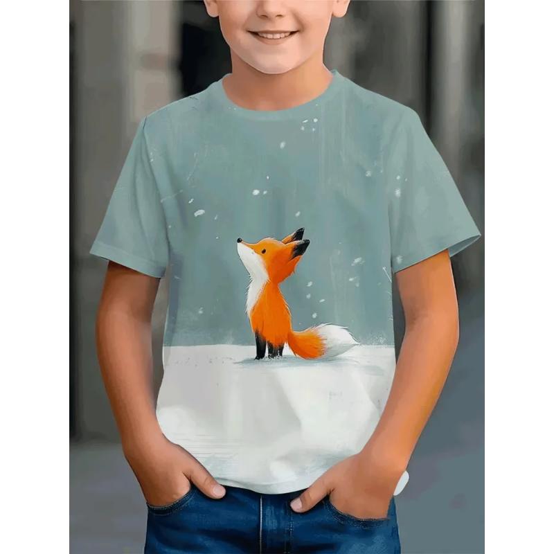 Fashion Children's Clothing Crew Neck Short Sleeve 3D Casual Color Printing Casual Short Sleeve Crew Neck T-Shirt