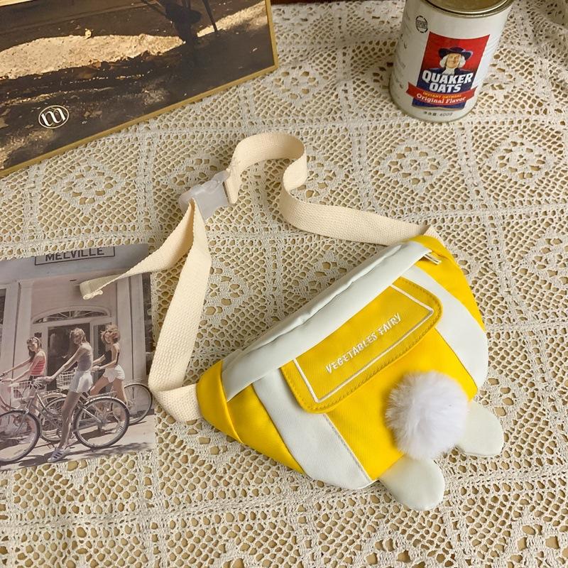Cute Canvas Bag for Women In Autumn New Casual Cartoon Chest Bag Fashionable Girl One-shoulder Crossbody Waist Bag Trendy