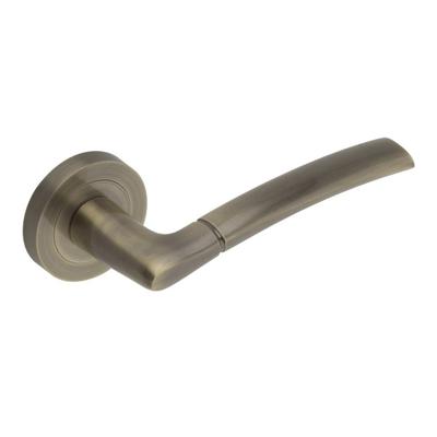 DH96 Door Handle, Adular, Basic Line, Round Plate, Antique Gold