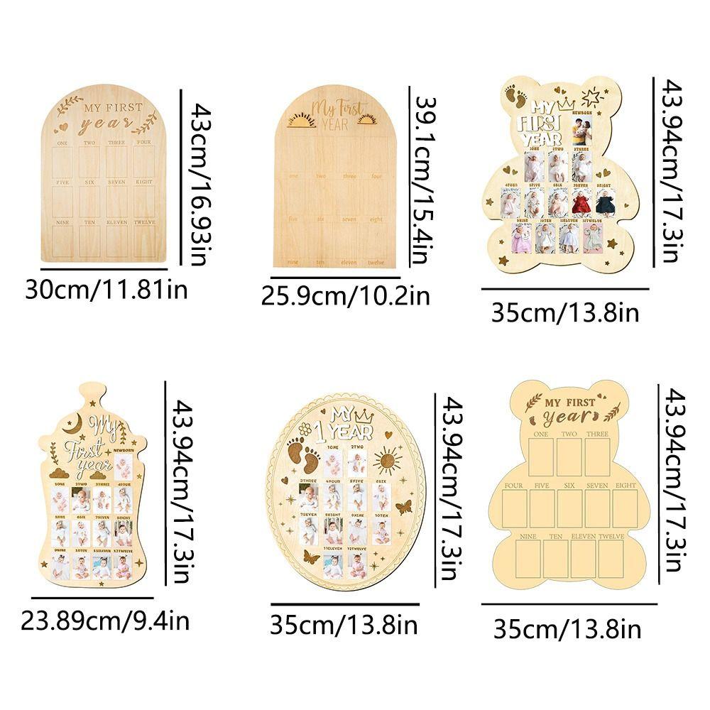 Bear/Egg/Door Shape Baby Milestone-Photo Frame Wood Board Photo Banner  Mothers Day Celebrations