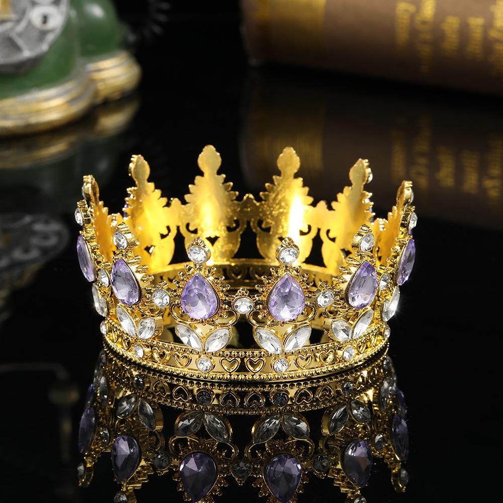 European and American Baroque Full Circle Crown Headwear Rhinestone Alloy Crown Hair Accessory