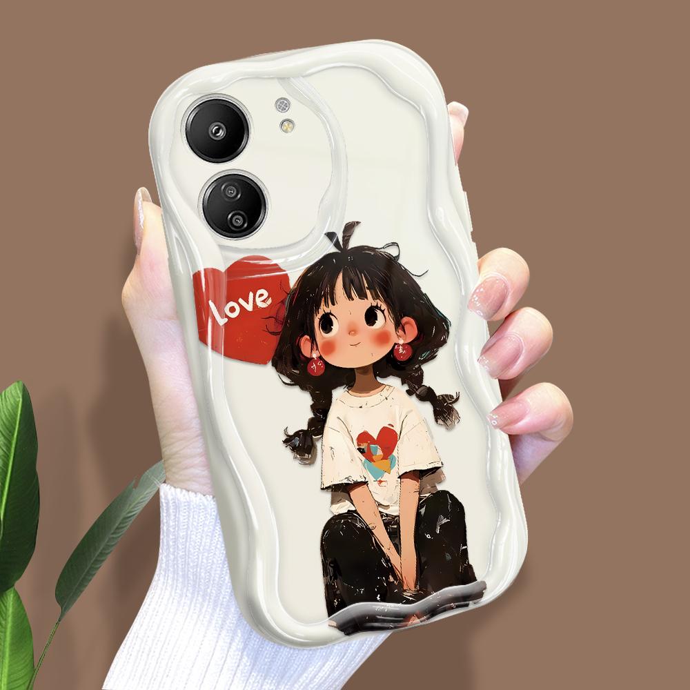 

Милый мультяшный узор, кремовая текстура, мягкий силиконовый чехол с волнистыми краями, чехол для телефона Xiaomi Redmi Xiaomi Poco X7 5G белый