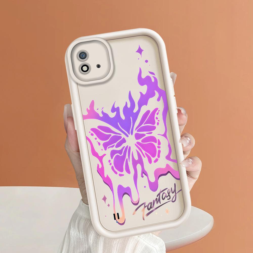 Měkký silikonový čtvercový žebříkový vzor tisku Pouzdro telefonu Plný kryt fotoaparátu Ochranné pryžové pouzdro odolné proti nárazům pro OPPO Realme