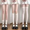 JK Spice Girl Student Velvet Pure Black Short Medium Tube Calf Half Over Knee White Stockings Children Summer Spring and Autumn