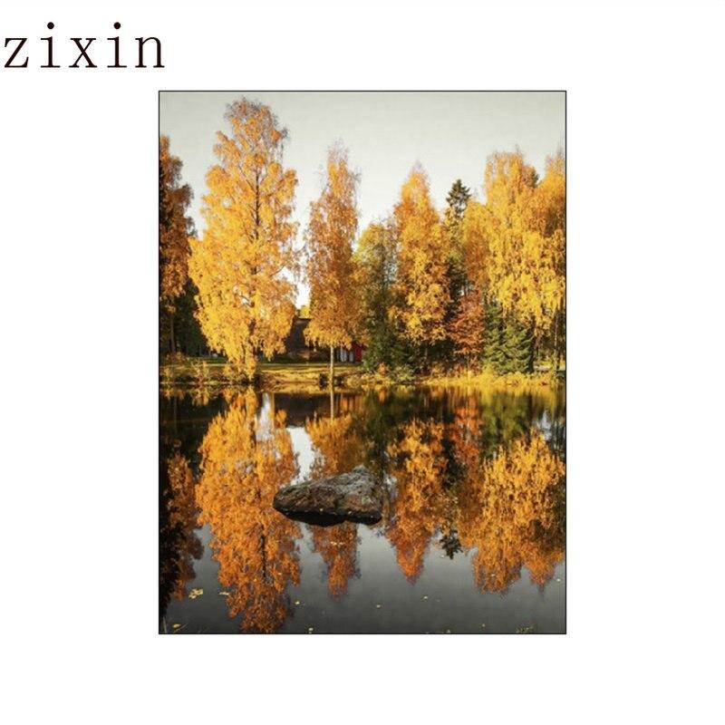 Autumn Forest Pumpkin Maple Leaves Landscape PosterWall Art Canvas Painting Squirrel  and Painting Wall Posters Livingroom Decor