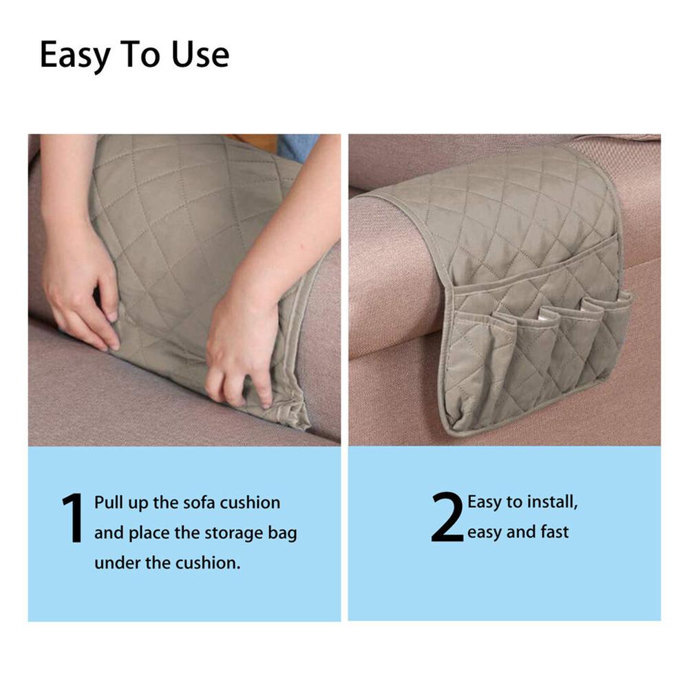 Sofa Armchair Storage Bag Portable Foldable Large Size Armrest Organizer Suitable For Most Couch Recliner Chair Arms