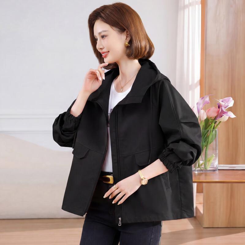 Yalu Women's Casual Hooded Spring and Autumn Windbreaker