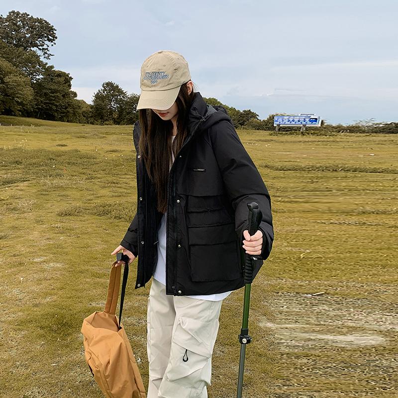 Automne Hiver Épaissir Chaud Parka Femmes Décontracté Doux Couleur Unie Grande Poche Lâche Manteau À Capuche Vestes Vêtements D'extérieur