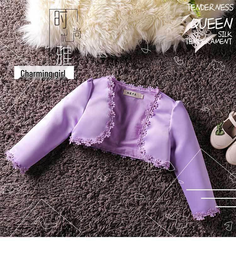 

Формальная накидка-шаль принцессы с длинным рукавом для девочек - Куртка к свадебному платью для девочки-цветочницы 140cm фиолетовый