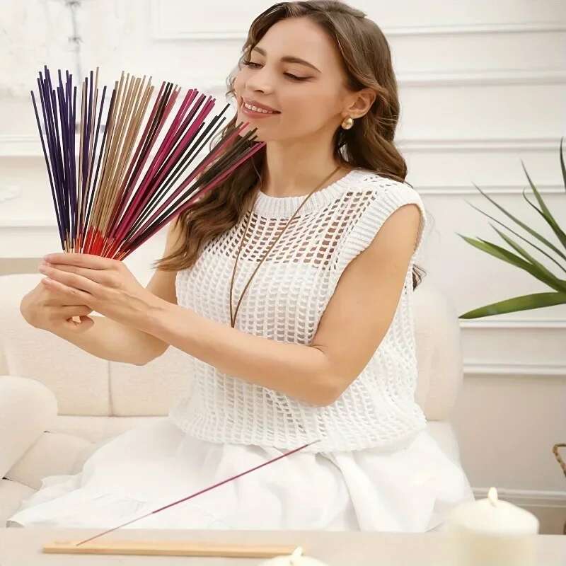40er Set Aromatherapie Räucherstäbchen 7 Natürliche Düfte Lavendel Jasmin Ozean Rose Kirschblüte Räucherstövchen für Yoga Meditation