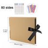 ZK20 80 Schwarze Seiten Erinnerungsbücher DIY Bastel Fotoalben Scrapbook Einband Kraft Album für Hochzeitsjubiläumsgeschenke Erinnerungsbücher